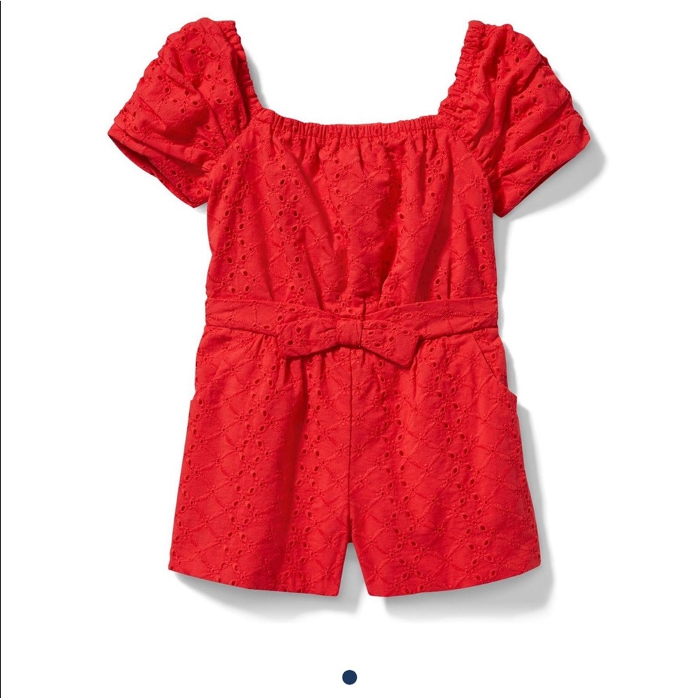 Janie and Jack size 6 cherry red girl’s eyelet romper